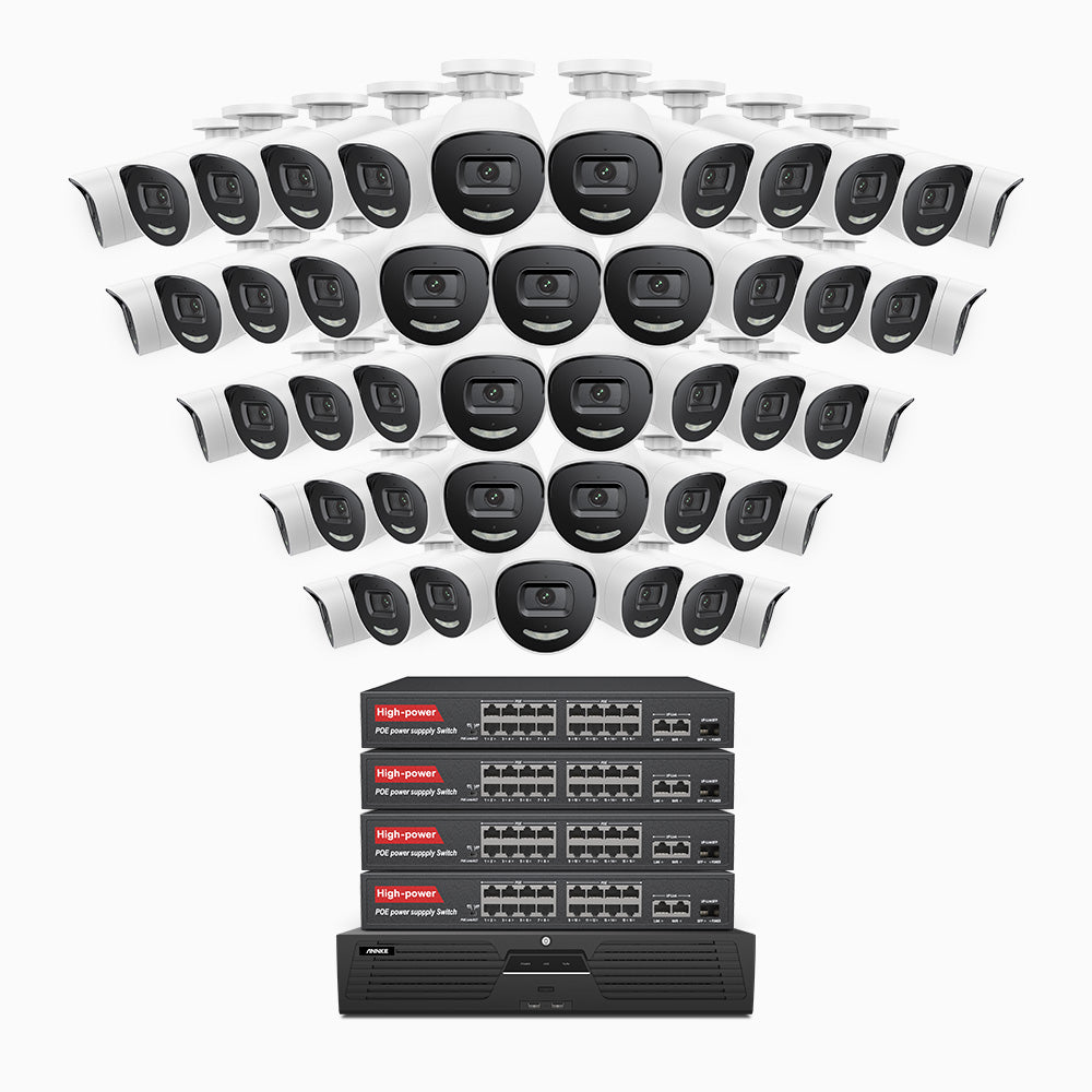 Annke H800X - 4K 64 Channel 48 Cameras PoE Security System, 1/1.8'' BSI Sensor, f/1.6 Aperture (0.003 Lux), Siren & Strobe Alarm,Two-Way Audio, Human & Vehicle Detection, Perimeter Protection, All-Metal Housing