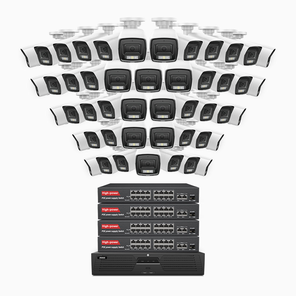 Annke H800 - 4K 64 Channel 48 Cameras PoE Security System, Human & Vehicle Detection, Color & IR Night Vision, Built-in Mic, RTSP Supported, 16-Port PoE Switch Included
