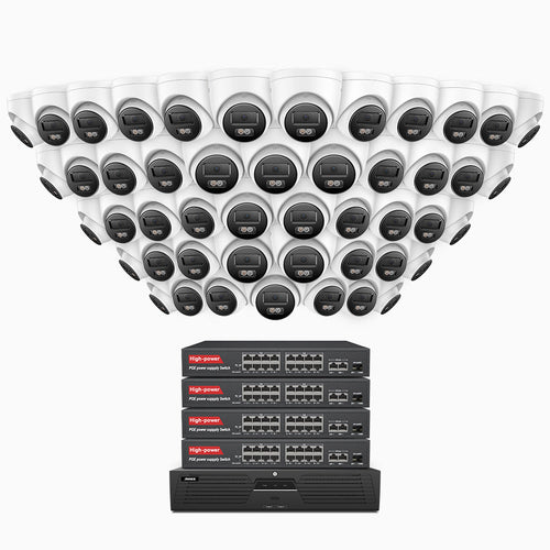 Annke H1200 - 4K 12MP 64 Channel 48 Cameras PoE Security System, Color & IR Night Vision, Human & Vehicle Detection, H.265+, Built-in Microphone, Max. 512 GB Local Storage, IP67