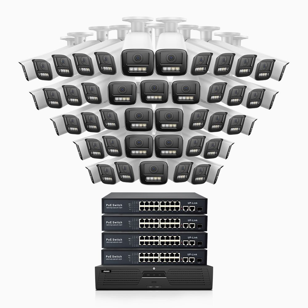 Annke HZ804 - 4K 64 Channel 48 Cameras PoE Security System, 4X Optical Zoom, 2.8 - 12 MM Motorized Varifocal Lens, Smart Dual Light Night Vision, Motion Detection 2.0, Built-in Microphone, Siren & Strobe Alarm, Upgraded Version