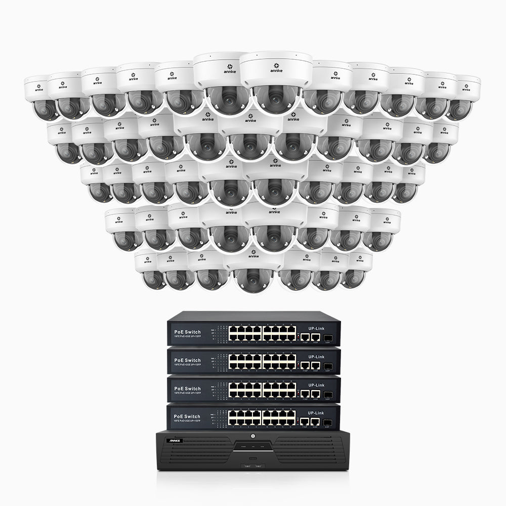 Annke HZ804 - 4K 64 Channel 48 Cameras PoE Security System, 4X Optical Zoom, 2.8 - 12 MM Motorized Varifocal Lens, Smart Dual Light Night Vision, Motion Detection 2.0, Built-in Microphone, Siren & Strobe Alarm, Upgraded Version