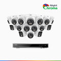 Annke NightChroma NCK800 – 4K 16 Channel PoE Security System with 4 Bullet & 12 Turret Cameras, f/1.0 Super Aperture, Color Night Vision, 2CH 4K Decoding Capability, Human & Vehicle Detection, Intelligent Behavior Analysis, Built-in Mic, 124° FoV