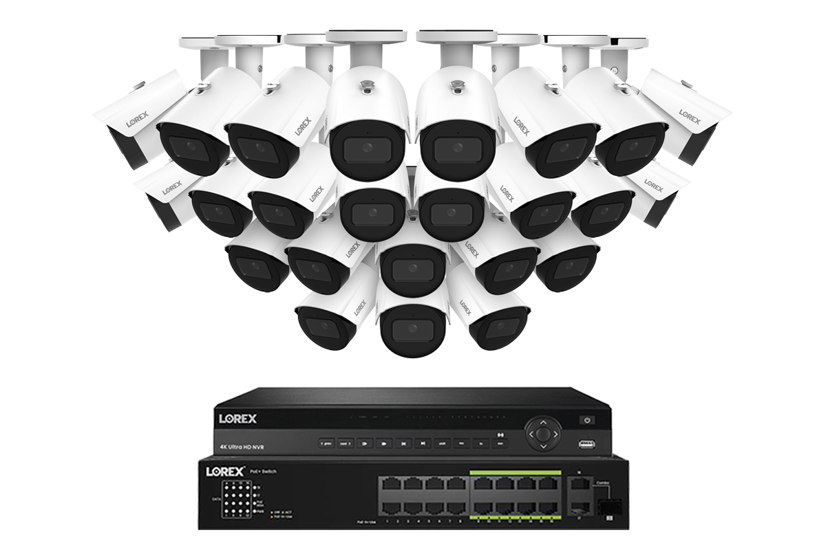 Lorex Elite Series NVR with A4 4MP (2K) IP Bullet Cameras - 4K 32-Channel 8TB Wired System
