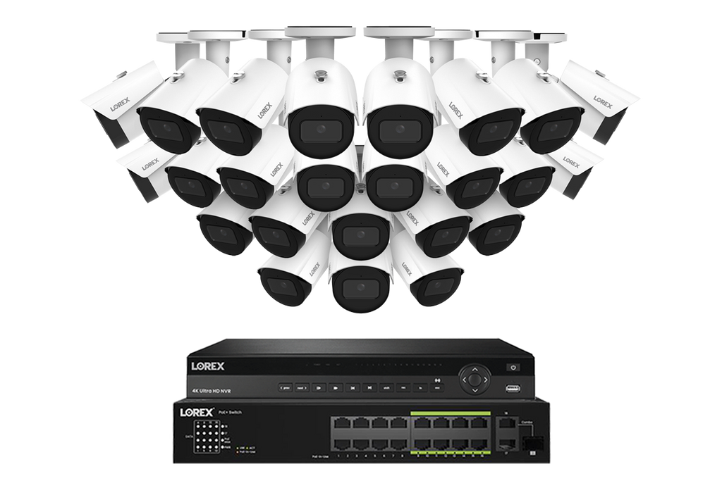 Lorex Elite Series NVR with A4 4MP (2K) IP Bullet Cameras - 4K 32-Channel 8TB Wired System