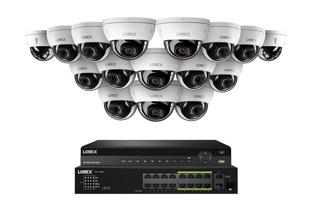 Lorex Elite Series 4K 32 Camera Capable 8TB Wired NVR System with 8MP (4K) A10 IP Dome Cameras