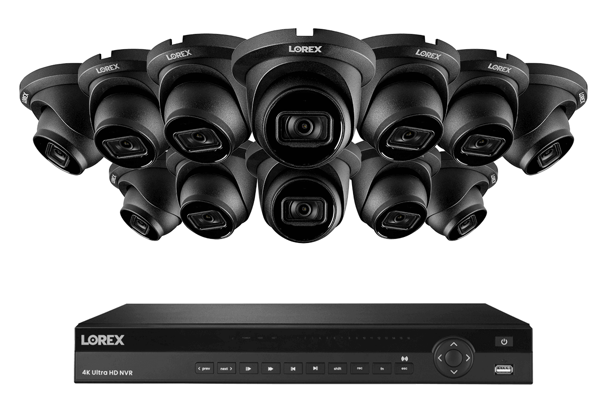SET OF 12 - Lorex Elite Series NVR with N3 (Nocturnal Series) IP DOME Cameras - 4K 16-Channel 4TB Wired System