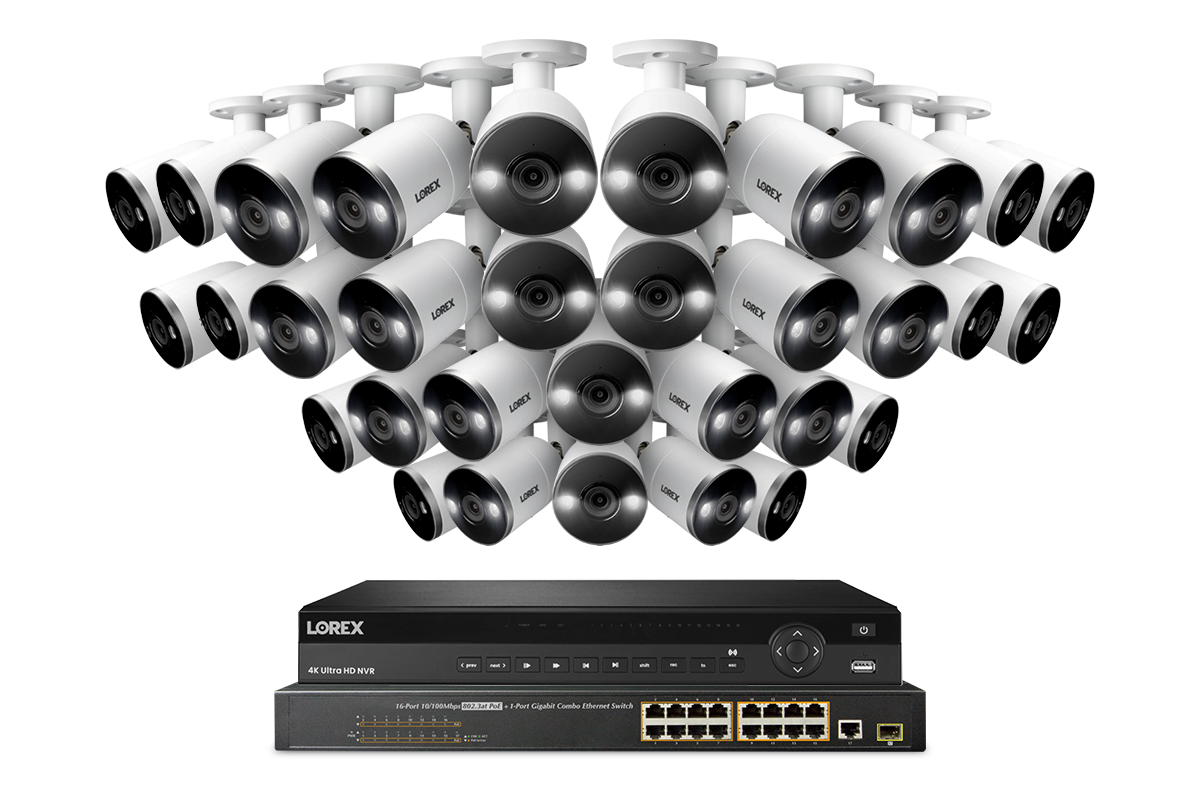 Lorex Elite Series NVR with IP Bullet Cameras - 4K 32-Channel 8TB Wired System