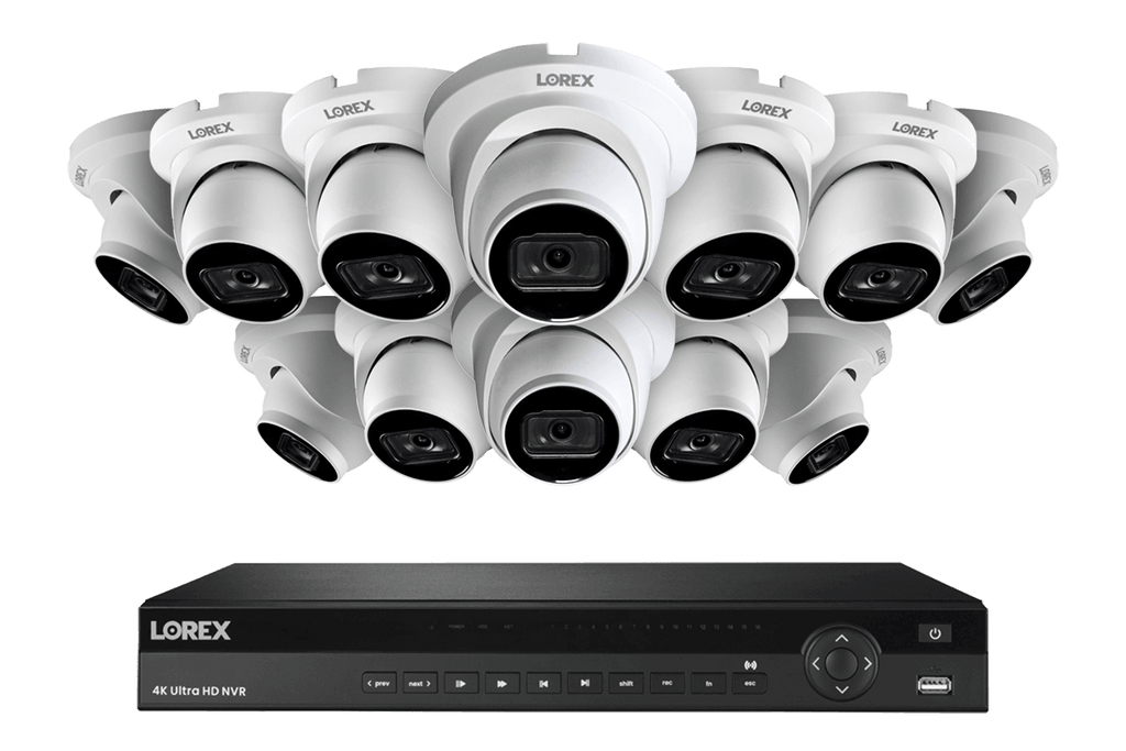 SET OF 12 - Lorex Elite Series NVR with N3 (Nocturnal Series) IP DOME Cameras - 4K 16-Channel 4TB Wired System