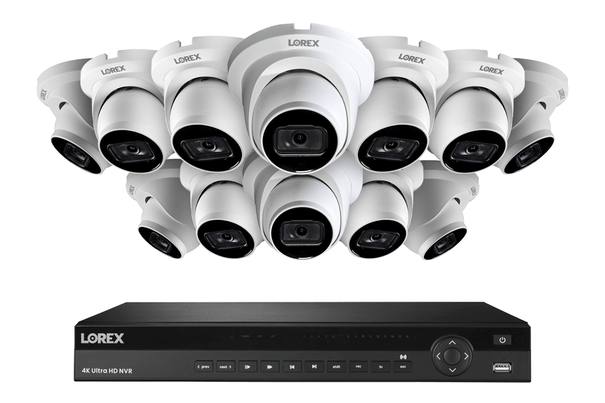 SET OF 12 - Lorex Elite Series NVR with N3 (Nocturnal Series) IP DOME Cameras - 4K 16-Channel 4TB Wired System