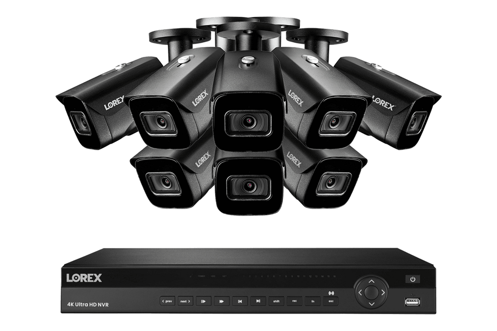 SET OF 8 - Lorex Elite Series NVR with N3 (Nocturnal Series) IP BULLET Cameras - 4K 16-Channel 4TB Wired System