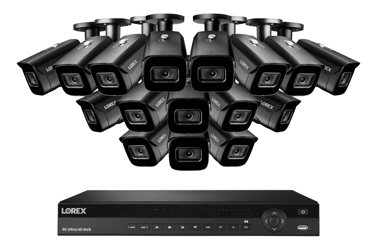 SET OF 8 - Lorex Elite Series NVR with N3 (Nocturnal Series) IP BULLET Cameras - 4K 16-Channel 4TB Wired System