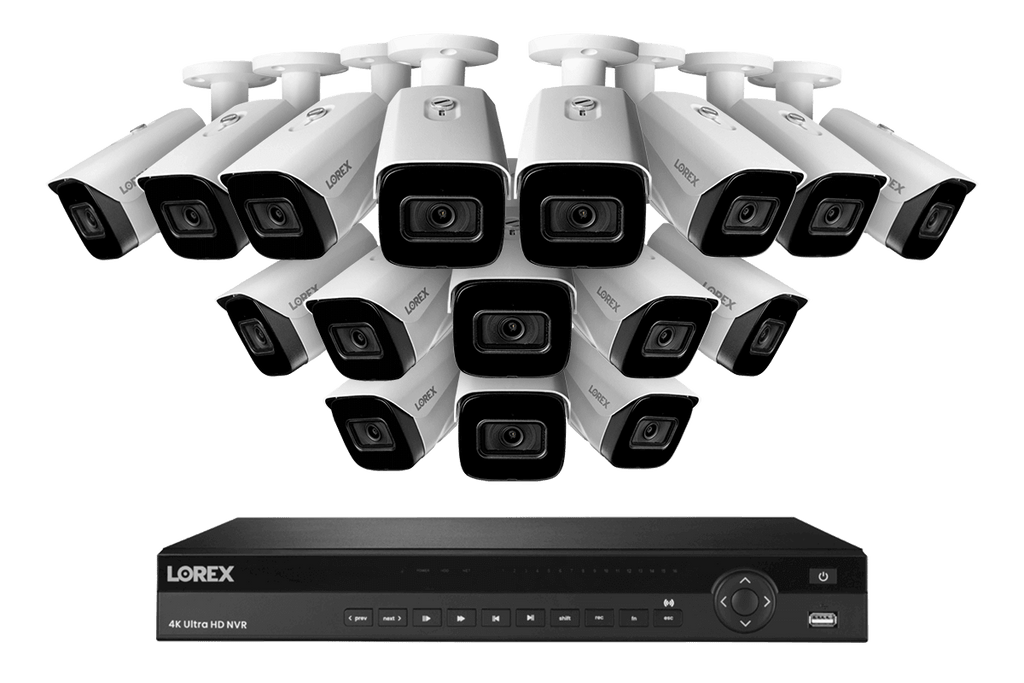 SET OF 8 - Lorex Elite Series NVR with N3 (Nocturnal Series) IP BULLET Cameras - 4K 16-Channel 4TB Wired System