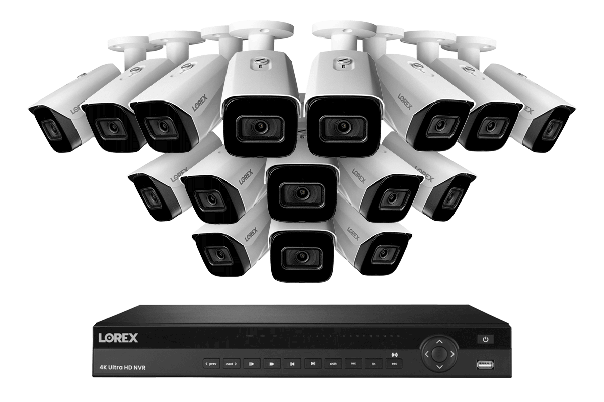 SET OF 8 - Lorex Elite Series NVR with N3 (Nocturnal Series) IP BULLET Cameras - 4K 16-Channel 4TB Wired System